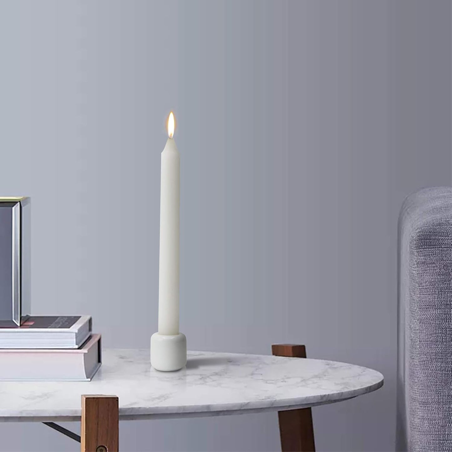 Modern White Ceramic Taper Candle Holders