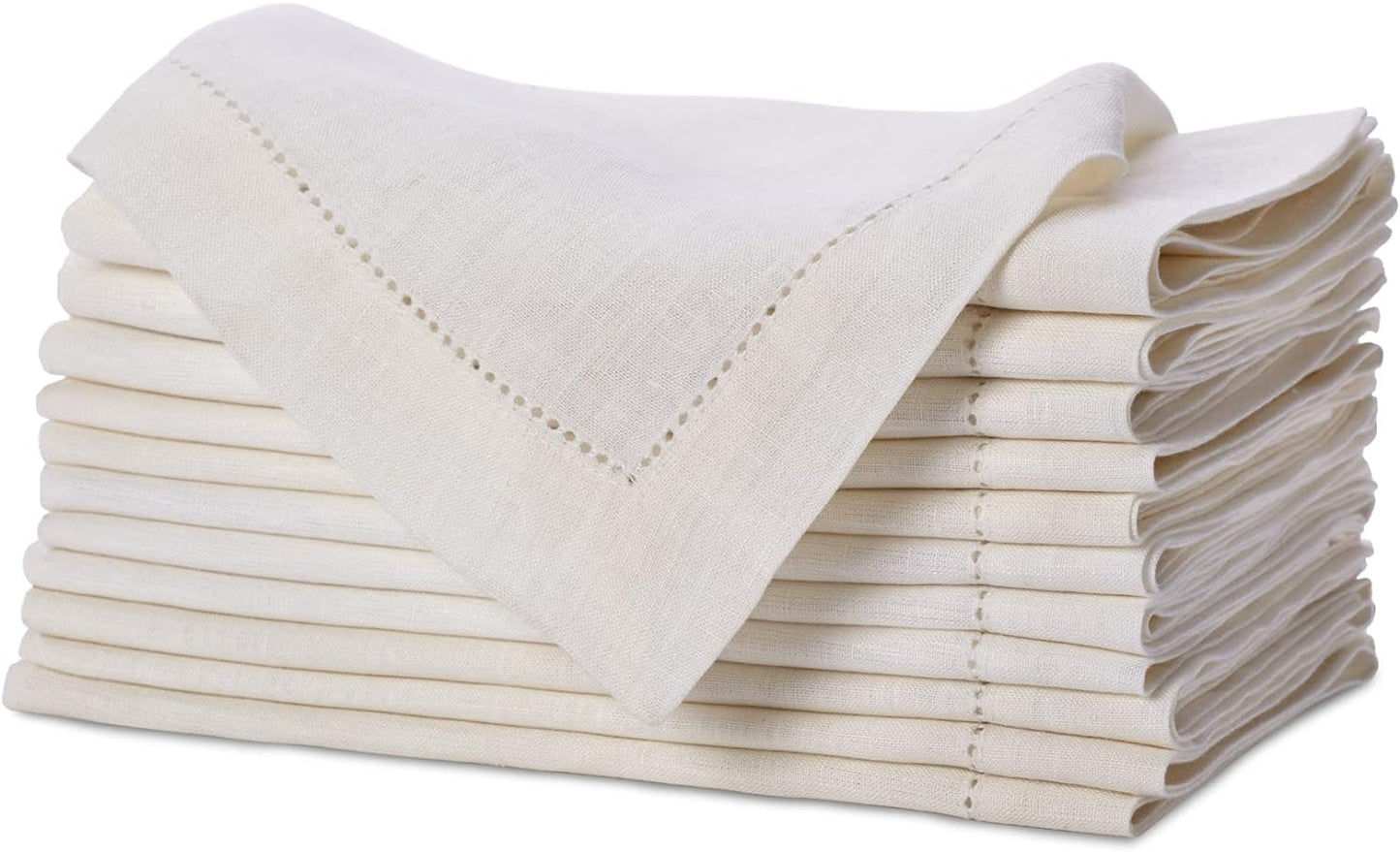 Ivory Stitched Edge Linen Napkins