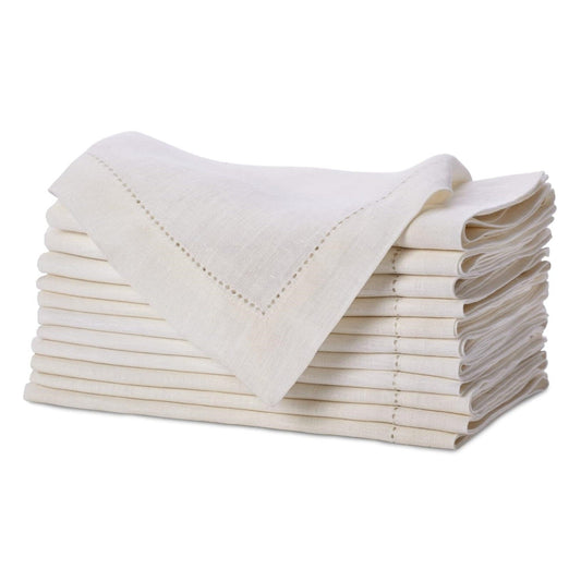 Ivory Stitched Edge Linen Napkins