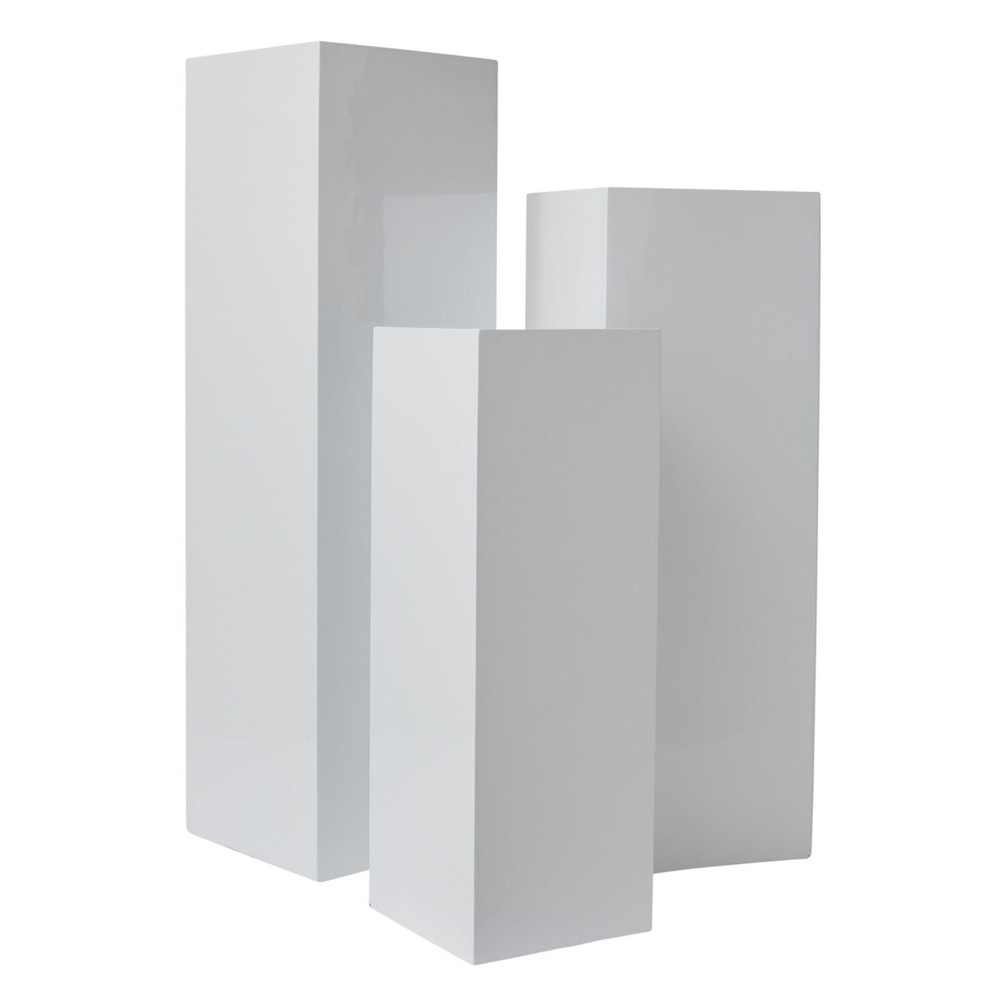 Polished White Square Columns - Set of 3