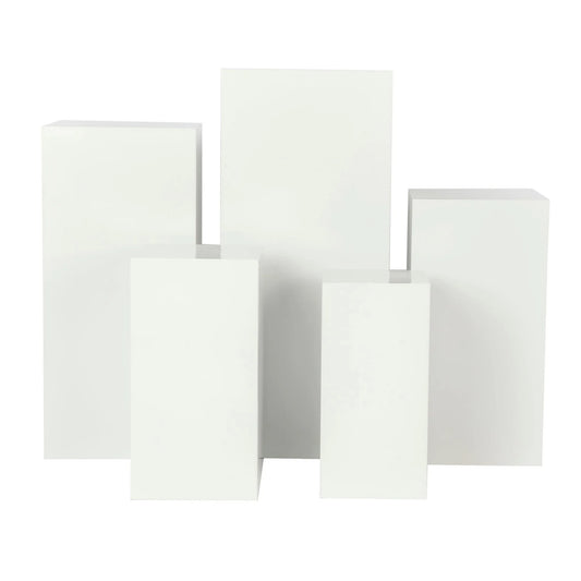 White Metal Square Pedestal Columns - Set of 5